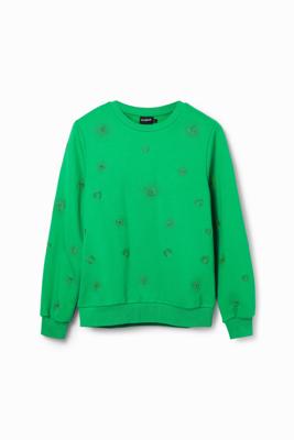 Sweatshirt met geometrische borduursels - GREEN - XXL