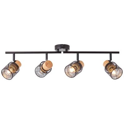Brilliant SpotsSanty 4-lichts zwart met hout - 99398/76