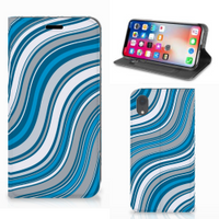 Apple iPhone Xr Hoesje met Magneet Waves Blue