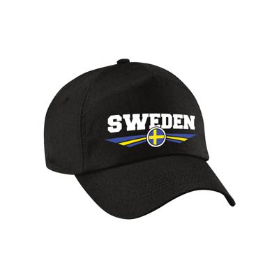 Zweden / Sweden landen pet - baseball cap - zwart - volwassenen - supporters Zweden / Sweden landen pet - baseball cap - zwart - volwassenen - supporters