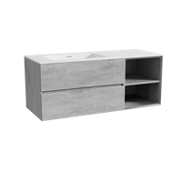 Storke Edge zwevend badmeubel 130 x 52 cm beton donkergrijs met Mata asymmetrisch linkse wastafel in solid surface mat wit - thumbnail