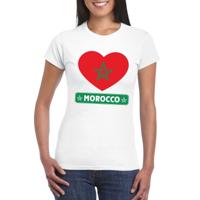 Marokko t-shirt - met hartjes vlag print - wit - dames - korte mouwen - landen supporters