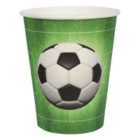 Feest wegwerp bekertjes - voetbal - 10x stuks - 270 ml - groen - karton