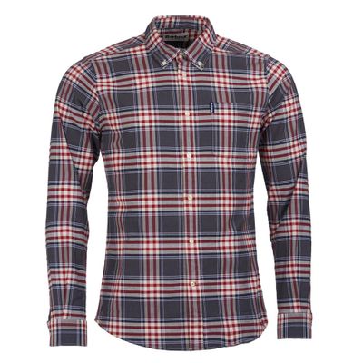 heren shirt highland check 11 tailored grey marl