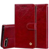 Business stijl olie Wax textuur horizontale Flip lederen case voor Huawei Y6 (2018) met houder & kaartsleuven & portemonnee (rood)