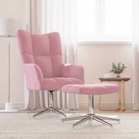 Relaxstoel met voetenbank fluweel roze