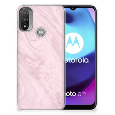 Motorola Moto E20 | E40 | TPU | Siliconen hoesje | Marble Pink - Origineel Cadeau Vriendin