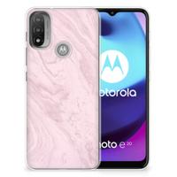 Motorola Moto E20 | E40 | TPU | Siliconen hoesje | Marble Pink - Origineel Cadeau Vriendin