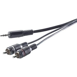 SpeaKa Professional SP-1300904 Cinch / Jackplug Audio Aansluitkabel [2x Cinch-stekker - 1x Jackplug male 3,5 mm] 5.00 m Grijs