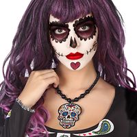 Verkleed sieraden ketting met Skull - zwart/multi kleur - dames - kunststof - Day of the Dead