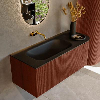 Badmeubel Mondiaz Kurve | 115 cm | Meubelkleur Ruby | Wastafelkleur Urban | Solid surface | Wasbak links zijde spoelbak | Zonder kraangat(en) Badmeubel Mondiaz Kurve | 115 cm | Meubelkleur Ruby | Wastafelkleur Urban | Solid surface | Wasbak links zijde spoelbak | Zonder kraangat(en)