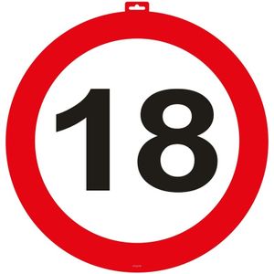 18 Jaar versiering verkeersbord wandbord 47 cm