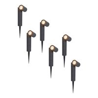 6x Pinero dimbare LED prikspots - GU10 2700K warm wit - Kantelbaar - Tuinspot - Pinspot - IP65 voor buiten - Zwart - Tuin spots, spots bodem buiten - thumbnail