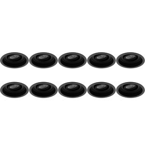 Spot Armatuur 10 Pack - Pragmi Domy Pro - GU10 Inbouwspot - Rond - Zwart - Aluminium - Verdiept - Kantelbaar - Ø105mm