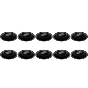 Spot Armatuur 10 Pack - Pragmi Domy Pro - GU10 Inbouwspot - Rond - Zwart - Aluminium - Verdiept - Kantelbaar - Ø105mm