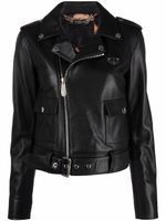 Philipp Plein veste de moto en cuir - Noir