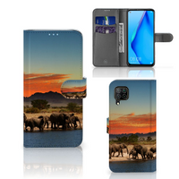 Huawei P40 Lite Telefoonhoesje met Pasjes Olifanten - thumbnail