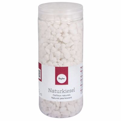 4x stuks kokers met witte decoratie steentjes kiezel 475 ml