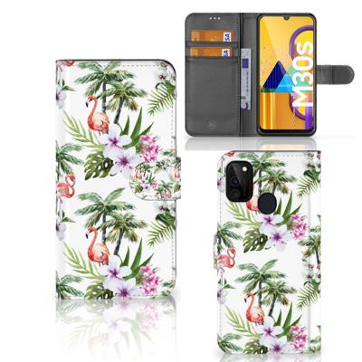 Samsung Galaxy M21 | M30s | Telefoonhoesje | Met pasjeshouder | Flamingo Palms