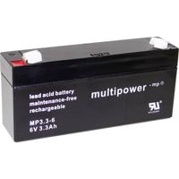 multipower PB-6-3,3-4,8 Loodaccu 6 V 3.3 Ah Loodvlies (AGM) (b x h x d) 134 x 65 x 34 mm Kabelschoen 4.8 mm Onderhoudsvrij, Geringe zelfontlading