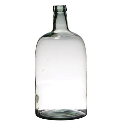 Vaas - fles vorm - transparant - B19 x H40 - glas - stijlvolle flessen bloemenvaas