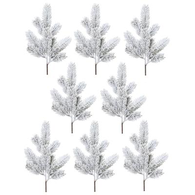 Kunst dennentak - 8x - groen - 36 cm - met sneeuw - kersttakken - kerststukje takken