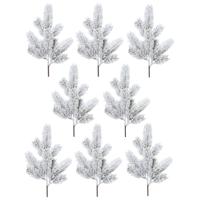 Kunst dennentak - 8x - groen - 36 cm - met sneeuw - kersttakken - kerststukje takken