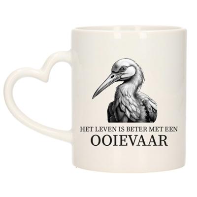 Cadeau mok voor de familie Ooievaar - het leven is beter met - hart oor - keramiek - 300 ml