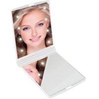 Benson LED Make-up spiegel/handspiegel/zakspiegel - wit - 11,5 x 8,5 cm - dubbelzijdig   -