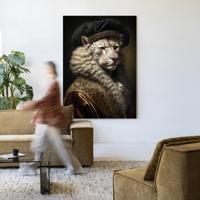 Urban Cotton Wandkleed 'Snow Leopard' 145 x 190cm in Frame - black