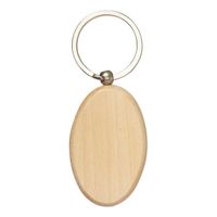 30x Houten sleutelhanger ovaal met metalen ring 6 cm - thumbnail