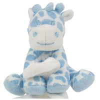 Suki Gifts pluche gevlekte giraffe knuffeldier - tuttel doekje - blauw/wit - 30 cm - thumbnail
