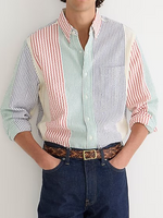 Contrast Stripes Chest Pocket Long Sleeve Casual Shirt - thumbnail
