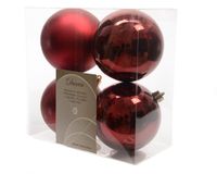 Kerstbal plastic glans-mat/100mm/ossenbloed - Ksd