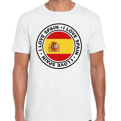 Verkleed T-shirt voor heren - I love Spanje - wit - voetbal supporter - themafeest