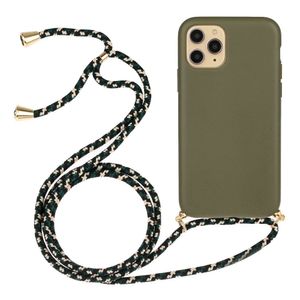 Lunso - Backcover hoes met koord - iPhone 13 Mini - Army Groen