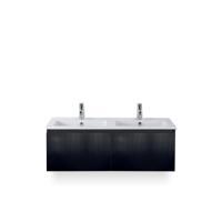 Frozen 3d Badmeubelset 120 cm - Greeplijst in kleur - Zwart Mat - Keramische Wastafel Wit Dubbel 2 kraangaten