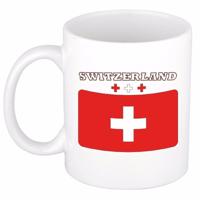 Koffie mok - Zwitserland - vlag print - 300 ml - wit - keramiek - Supporters - Landen - Beker