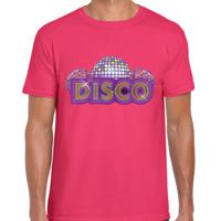 Verkleed feestkleding t-shirt heren - roze - DISCO - Seventies - Eighties party - discobol