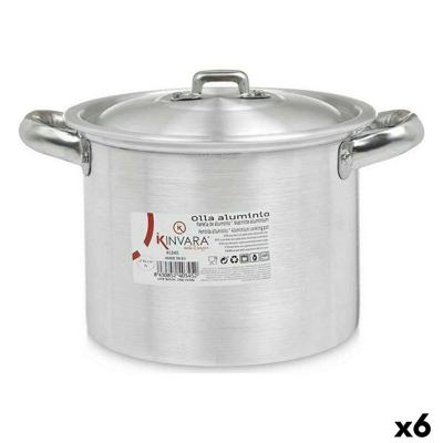 Casserolepan met deksel Kinvara 100031 100031 Zilverkleurig Aluminium 23,5 x 15 x 18 cm (6 Stuks)