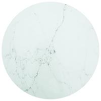 Tafelblad Ø80x1 cm gehard glas met marmeren design wit
