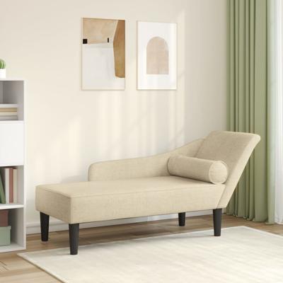 Chaise longue met kussens stof crmekleurig