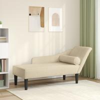 Chaise longue met kussens stof crmekleurig Chaise longue met kussens stof crmekleurig