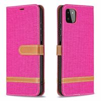 Samsung Galaxy A41 hoesje - Bookcase - Pasjeshouder - Portemonnee - Vintage - Stof - Kunstleer - Roze - thumbnail