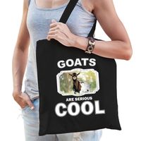 Katoenen tasje goats are serious cool zwart - geiten/ gevlekte geit cadeau tas - Feest Boodschappentassen