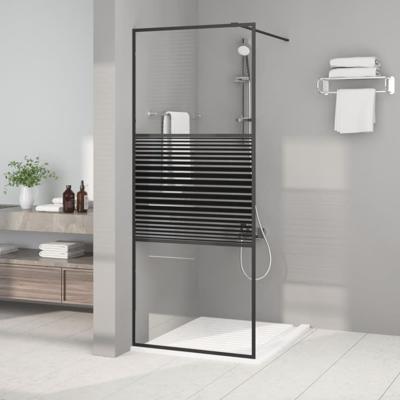 Inloopdouchewand 80x195 cm transparant ESG-glas zwart