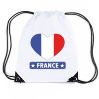 Nylon sporttas Frankrijk hart vlag wit   -