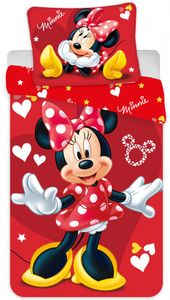 Disney Minnie Mouse Dekbedovertrek hearts- 100 x 135 cm - Katoen - rood