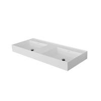 Wastafel BWS Wanda Met Overloop 2 Wasbakken 0 Kraangaten 120x12x52,5 cm Mat Wit Wastafel BWS Wanda Met Overloop 2 Wasbakken 0 Kraangaten 120x12x52,5 cm Mat Wit