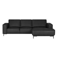 by fonQ Brisk Hoekbank met Chaise Longue Rechts - Buffelleer - Zwart